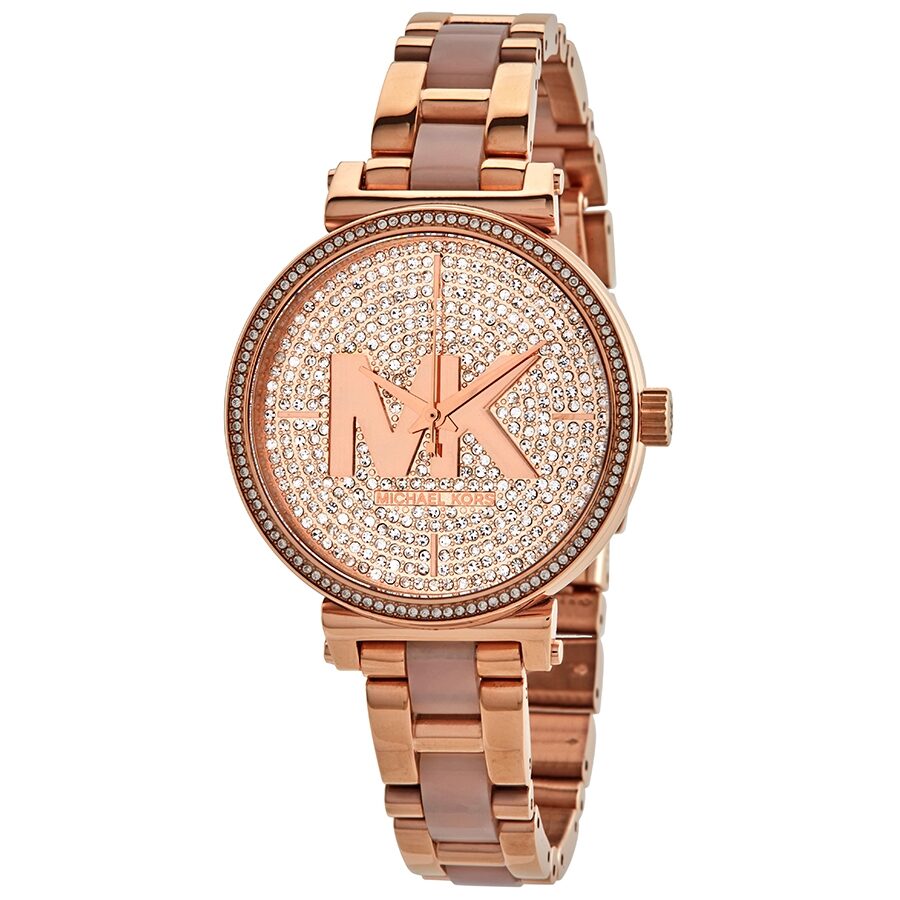 Michael Kors Sofie MK4336 rose gold women's watch with crystal dial and diamond bezel