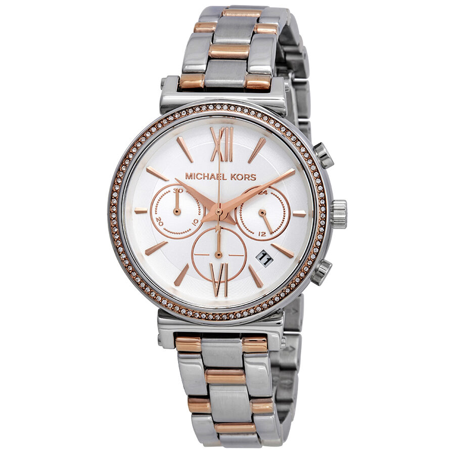 Michael Kors Sofie Chronograph Crystal Silver Dial Ladies Watch MK6558