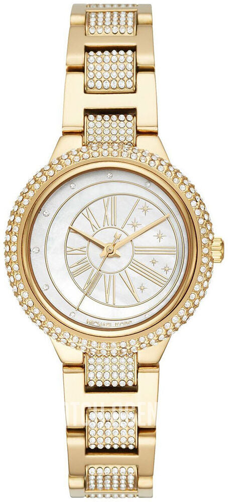 Michael Kors Taryn MOP gold-tone women's watch with mother-of-pearl dial and crystal-paved bracelet