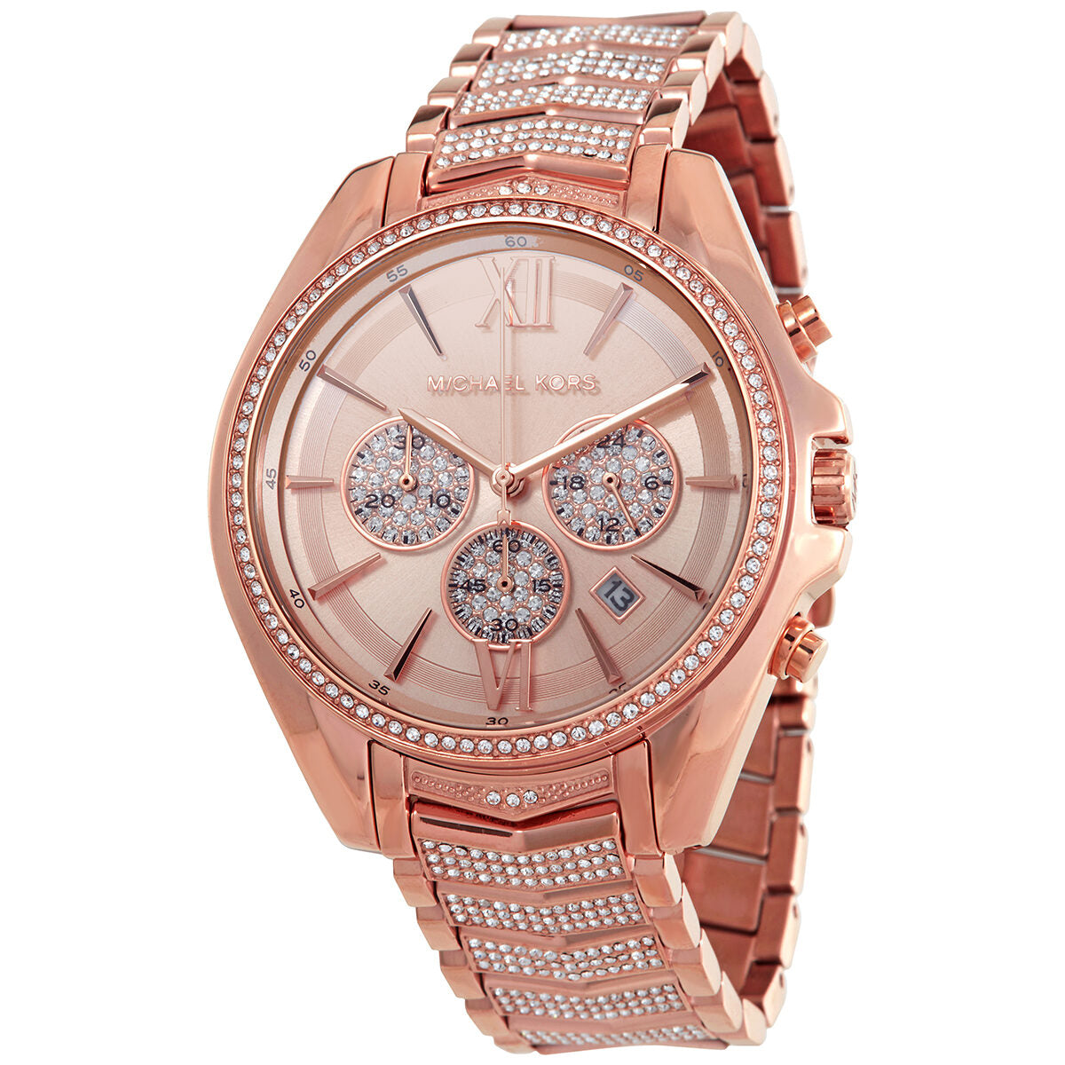 Michael Kors Whitney rose-gold chronograph watch with crystal-set bezel and three subdials