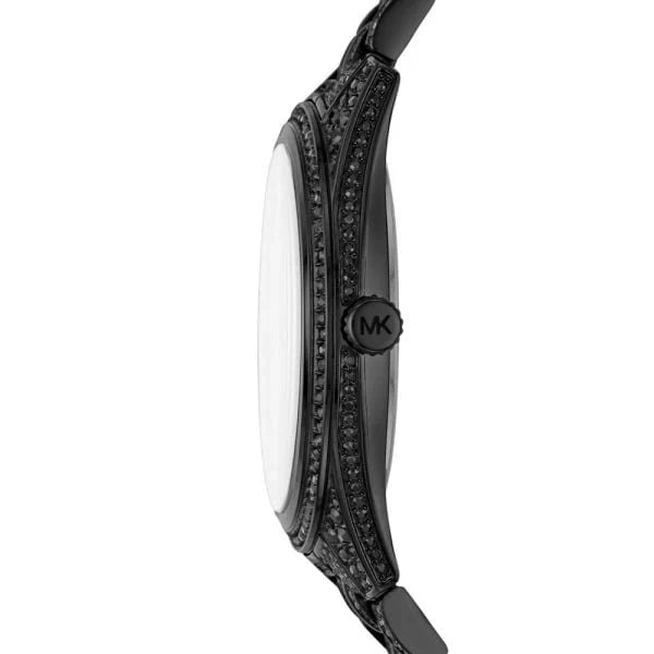 Michael Kors Lauryn Analog Crystals Black Dial Black Steel Strap Watch For Women MK3980