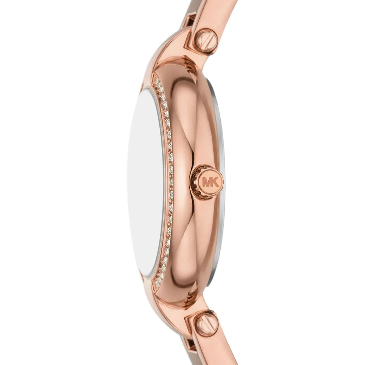 Mini Laney bangle watch side profile with crystal-accented bezel and lug detail