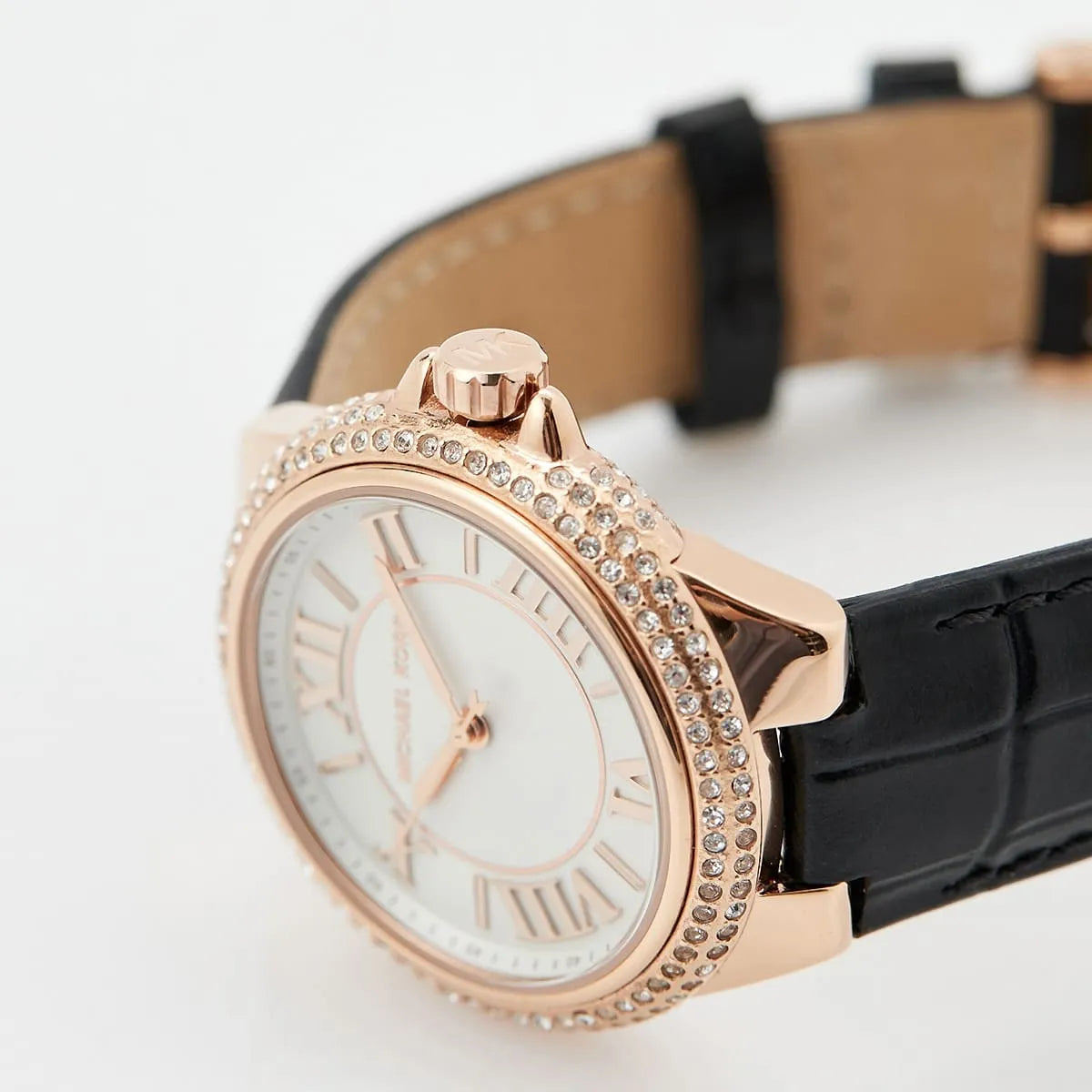 Michael Kors Mini Camille Pavé Rose Gold-Tone And Crocodile Embossed Leather Watch Mk2962I