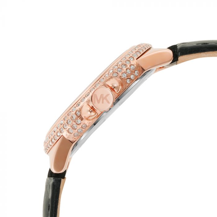 Michael Kors Mini Camille Pavé Rose Gold-Tone And Crocodile Embossed Leather Watch Mk2962I