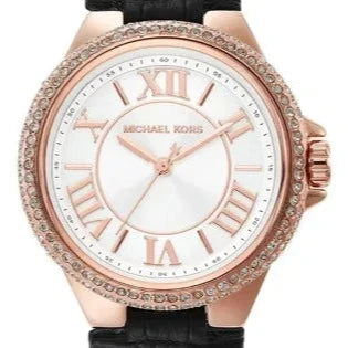 Michael Kors Mini Camille Pavé Rose Gold-Tone And Crocodile Embossed Leather Watch Mk2962I