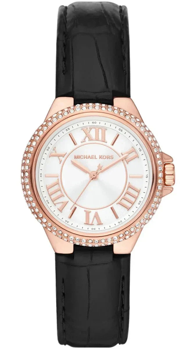 Michael Kors Mini Camille Pavé Rose Gold-Tone And Crocodile Embossed Leather Watch Mk2962I