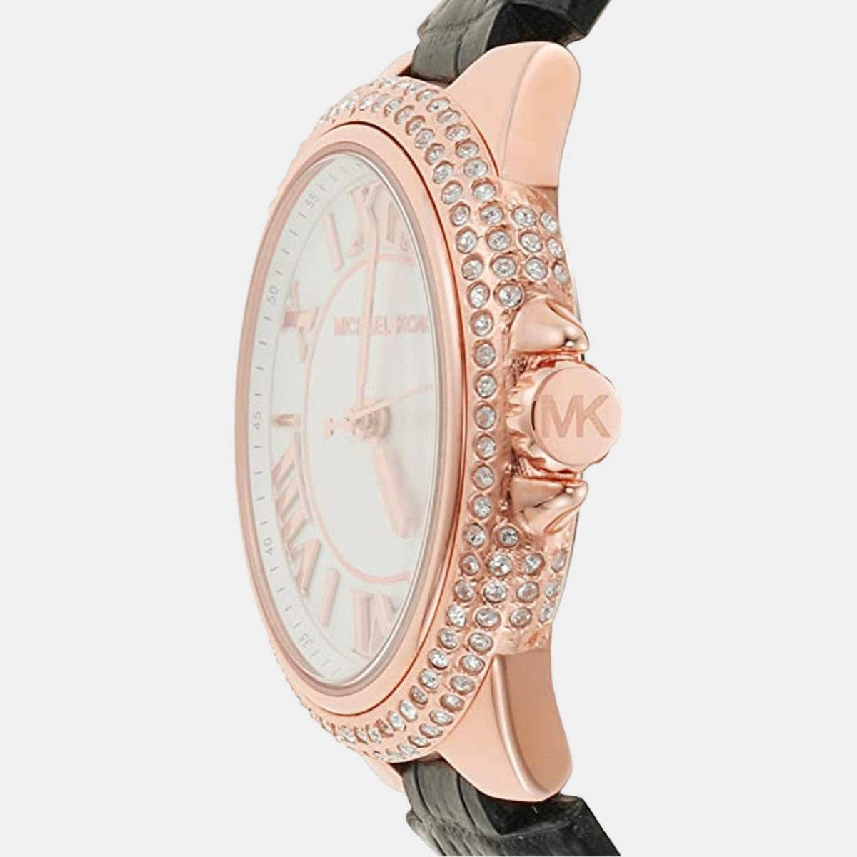 Michael Kors Mini Camille Pavé Rose Gold-Tone And Crocodile Embossed Leather Watch Mk2962I