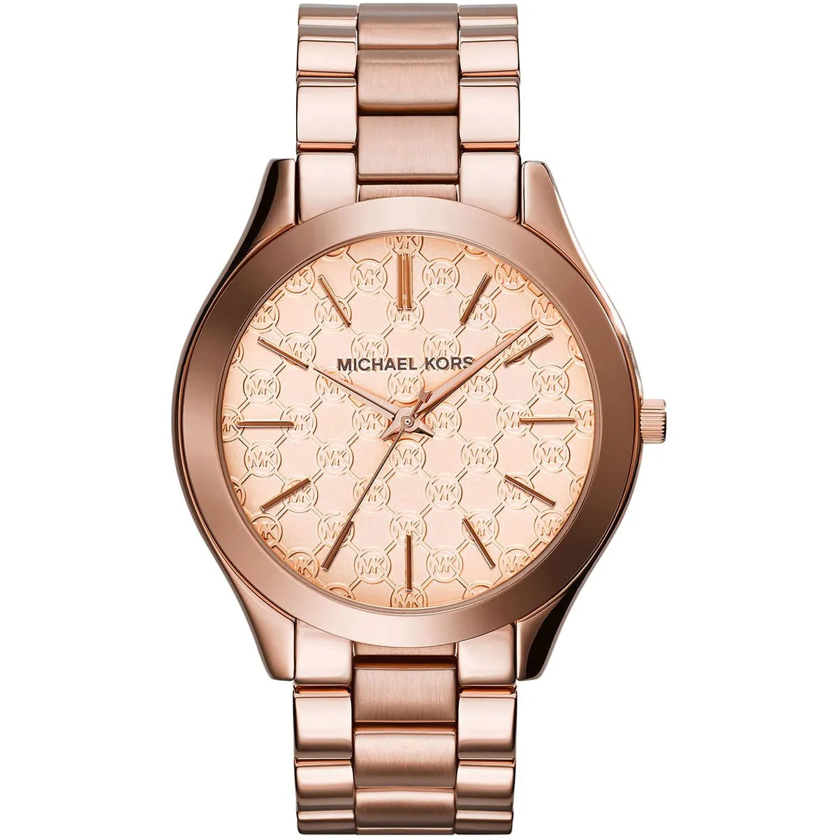 Michael Kors Runway MK3336 rose gold women's watch with patterned dial and metal bracelet
