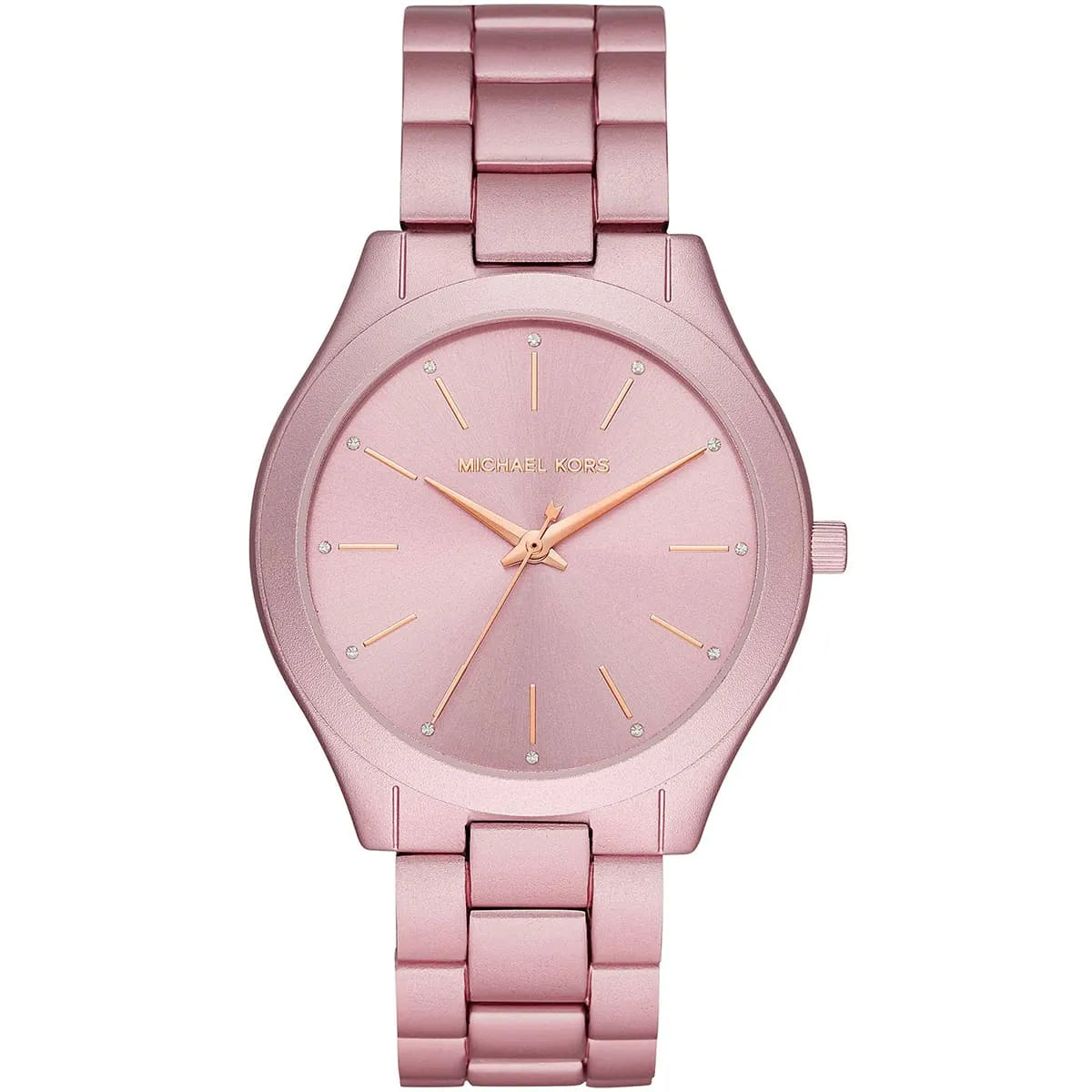Michael Kors Slim Runway MK4456 pink dial watch with pink metal bracelet