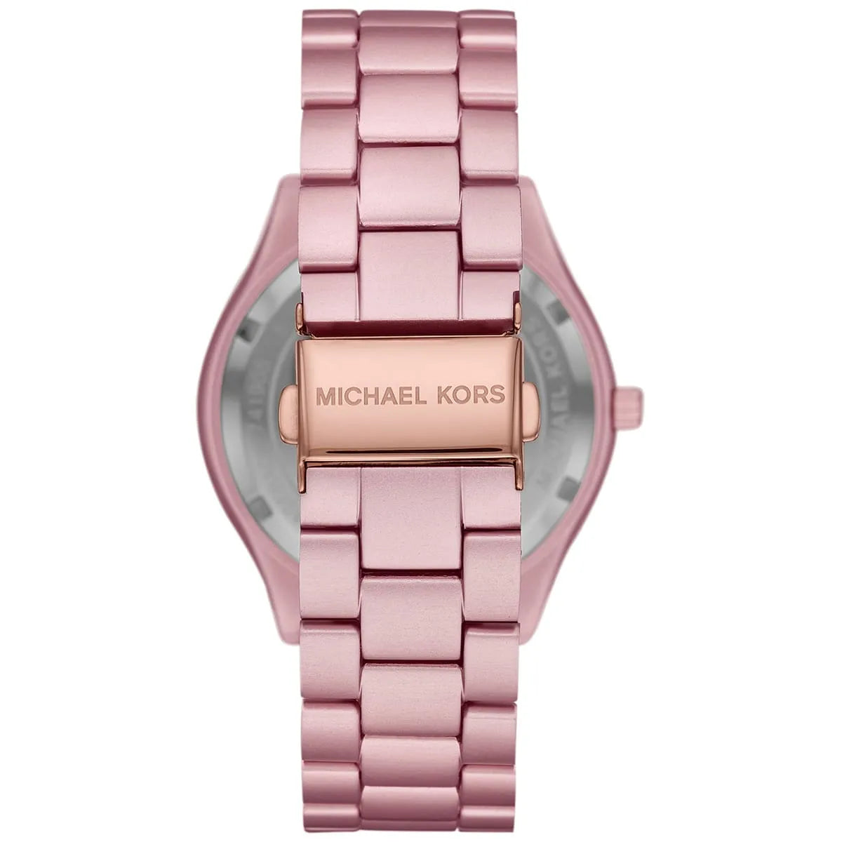 Michael Kors MK4456 pink metal three-link bracelet with rose gold-tone clasp detail