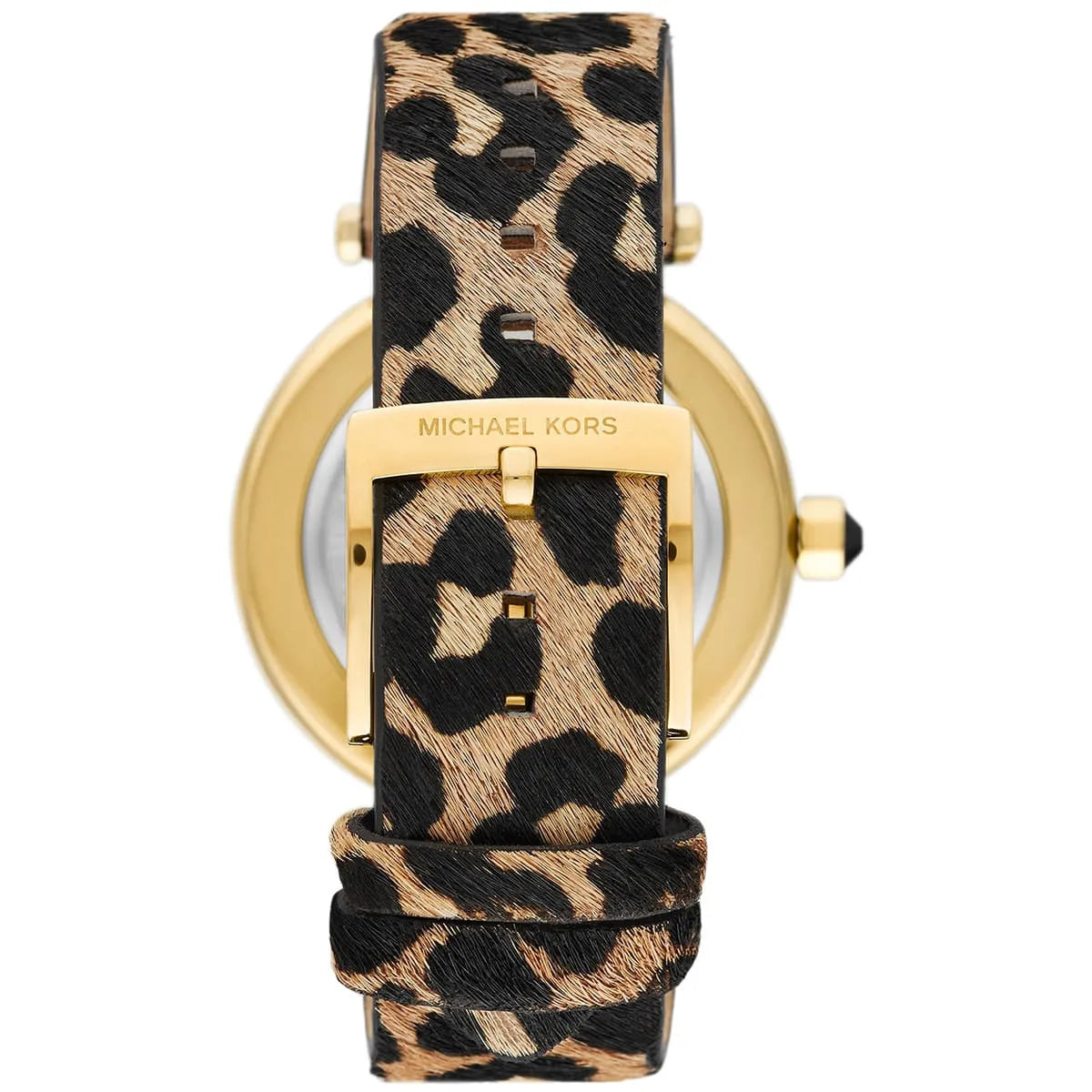 Michael Kors Parker Pavé Gold Bezel Brown/Black Genuine Leather Women's Watch - MK4723