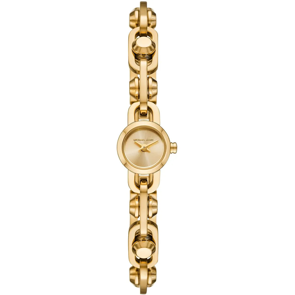 MK Astor Link ladies watch with gold dial and decorative link strap