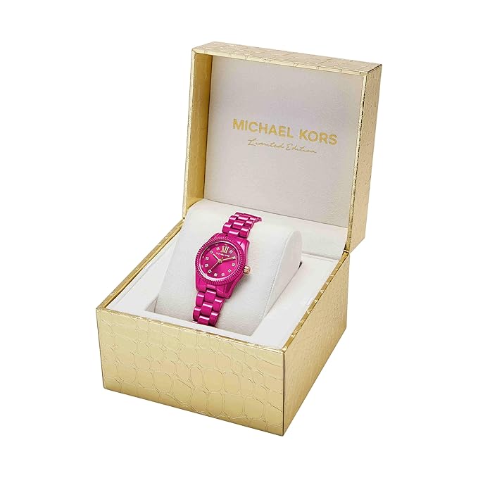 Michael Kors Lexington pink watch in original gold presentation box with white interior