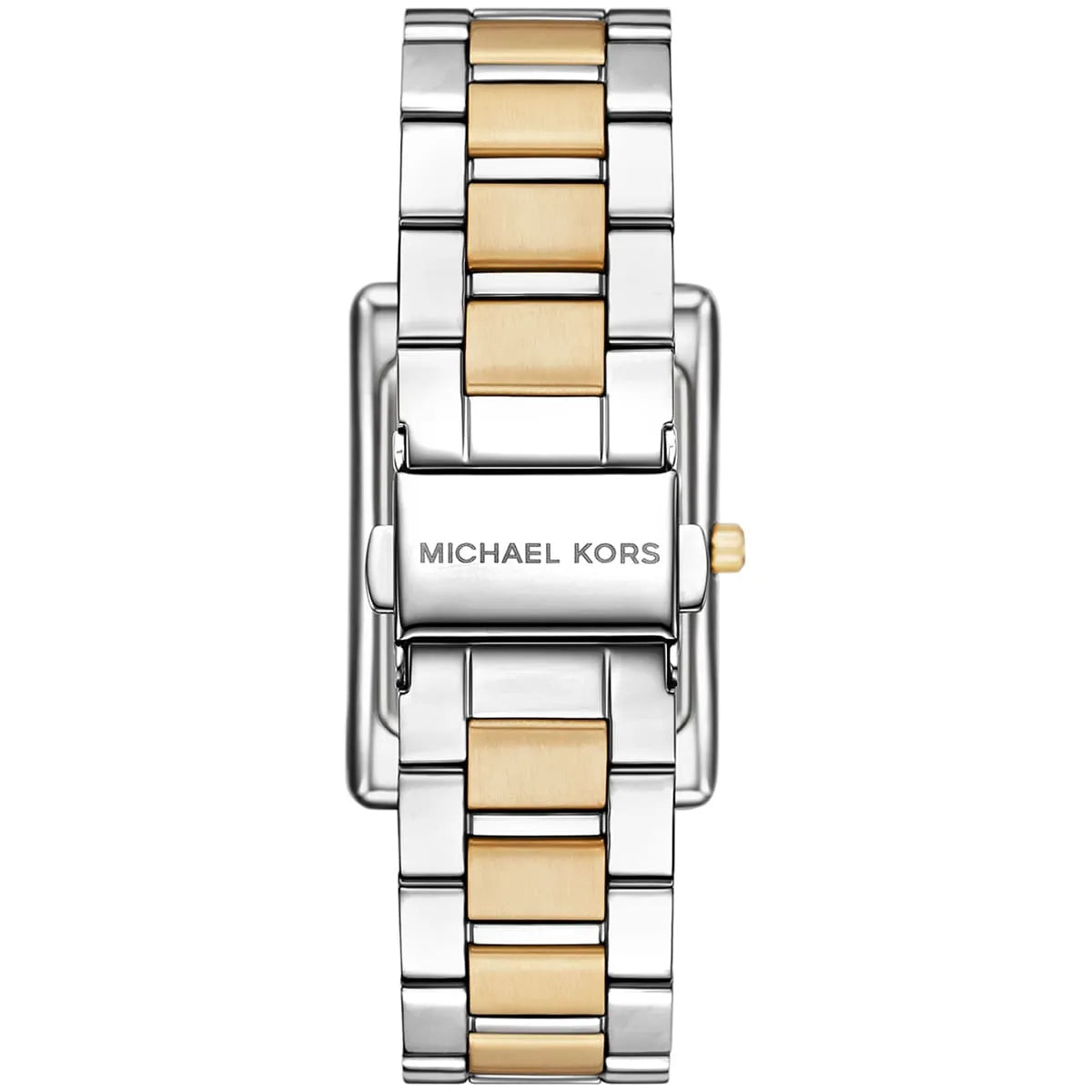 Back view of Michael Kors Essex women's watch showing case back with Michael Kors branding