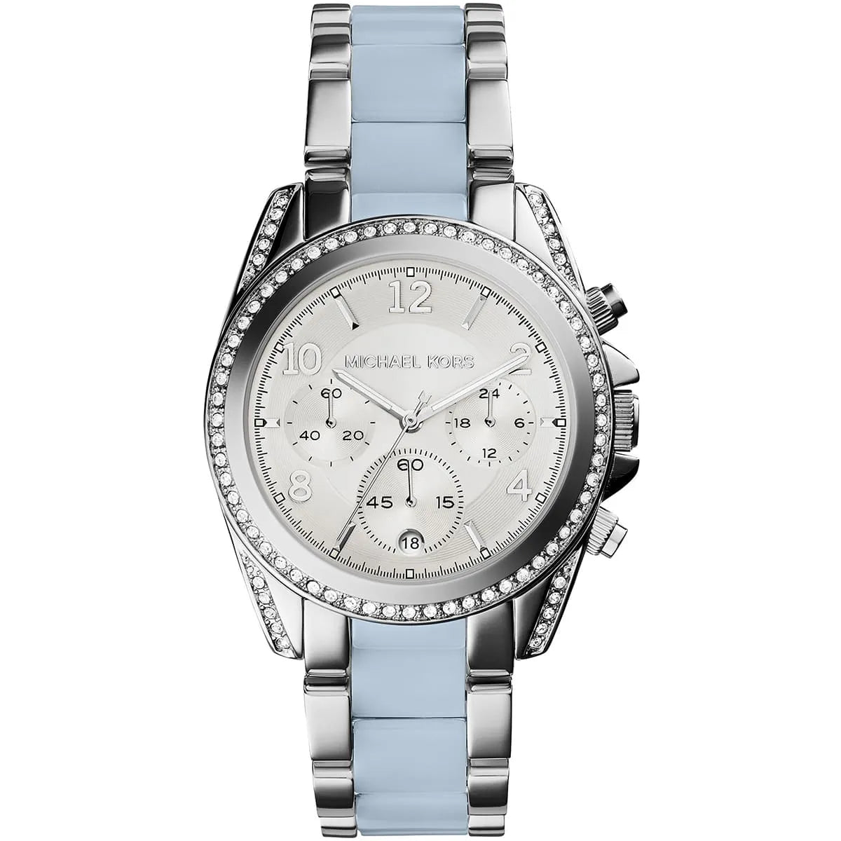 Michael Kors Blair Chronograph Silver Dial with Chambray Acetate Watch - MK6137