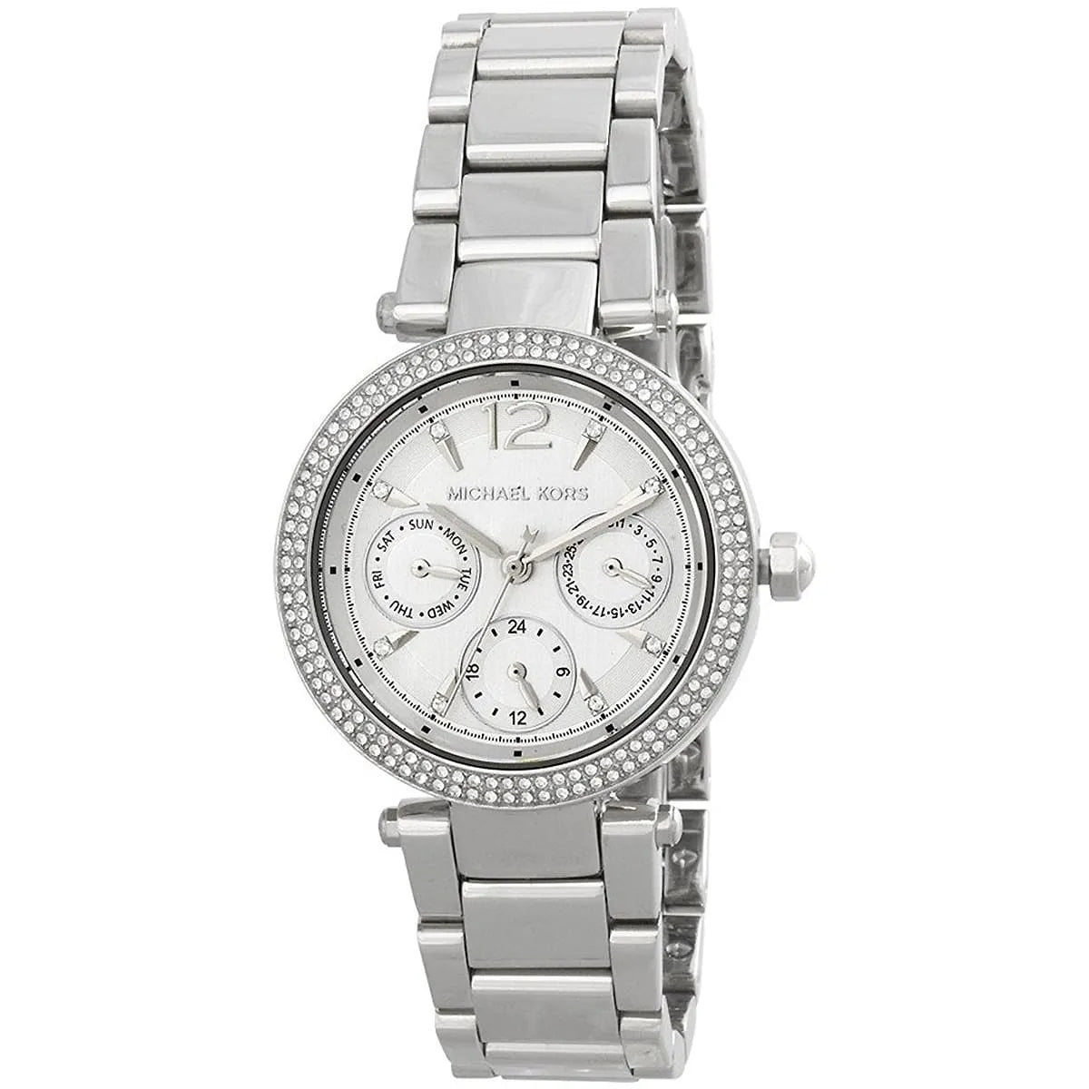 Michael Kors Parker Mini Multifunction White Dial Silver Women's Watch - MK6350