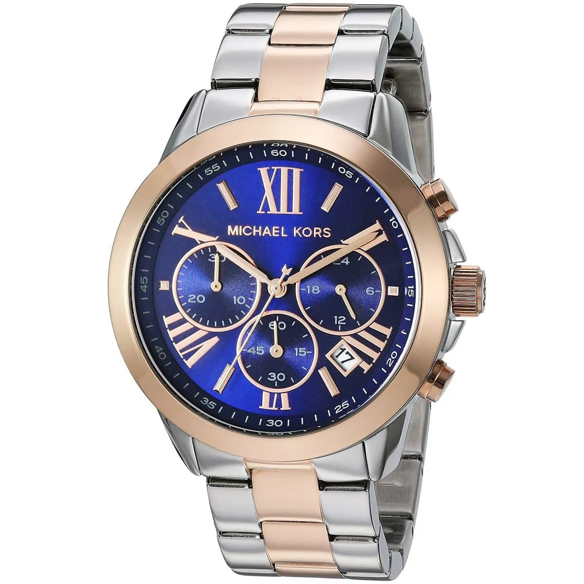 Michael Kors Bradshaw Chronograph Blue Dial Two Tone Steel Strap Watch For Women - MK6389
