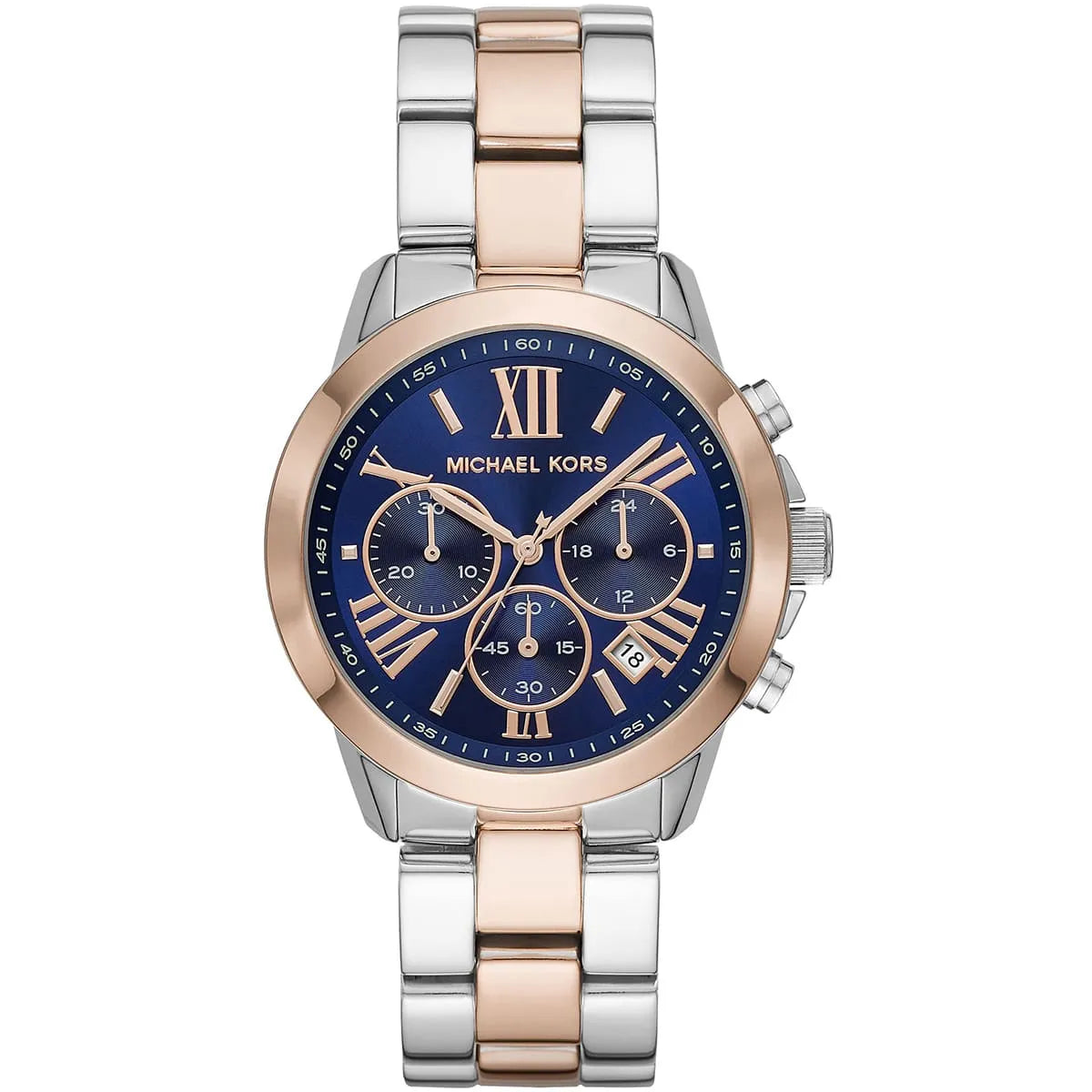 Michael Kors Bradshaw Chronograph Blue Dial Two Tone Steel Strap Watch For Women - MK6389