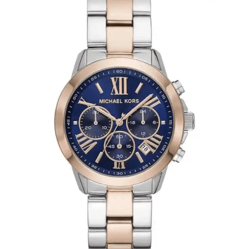 Michael Kors Bradshaw Chronograph Blue Dial Two Tone Steel Strap Watch For Women - MK6389