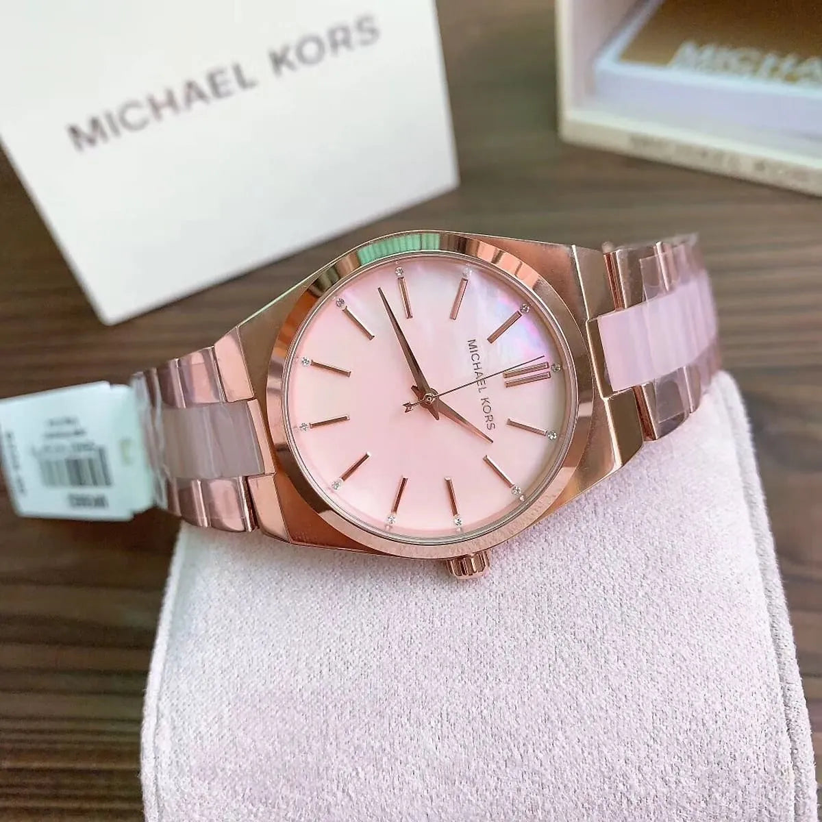 Michael Kors Channing watch with packaging box and accessories