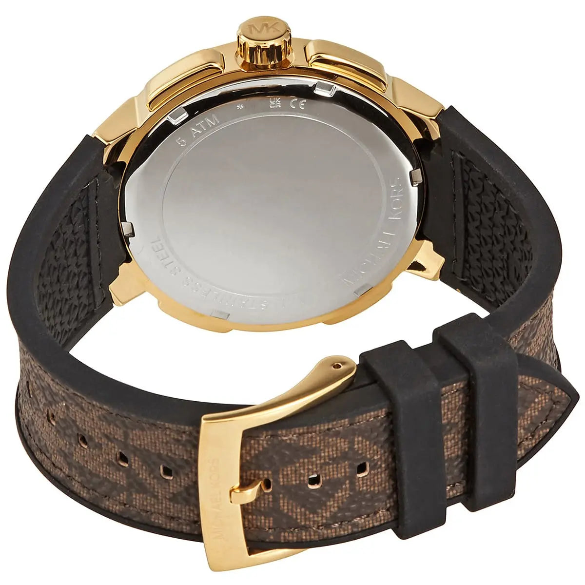 Michael Kors Sidney Logo Pattern Dial Brown Genuine Leather Women's Watch- MK6948