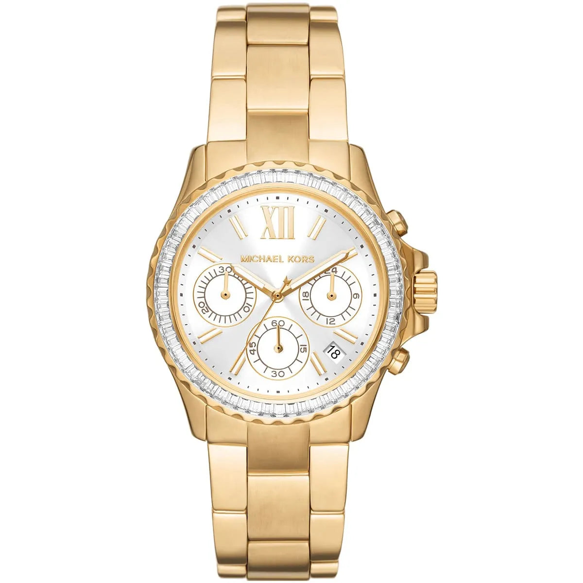 Michael Kors Everest Chronograph Silver Sunray Dial Gold Women's Watch - MK7212