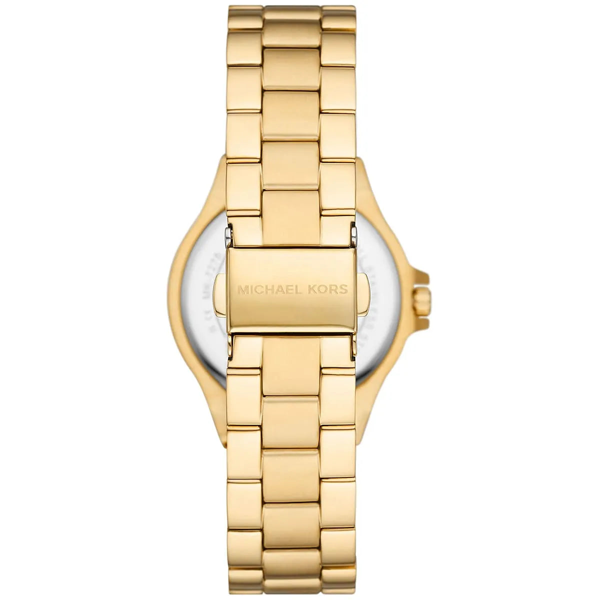 Michael Kors Mini Lennox gold stainless steel bracelet and clasp detail