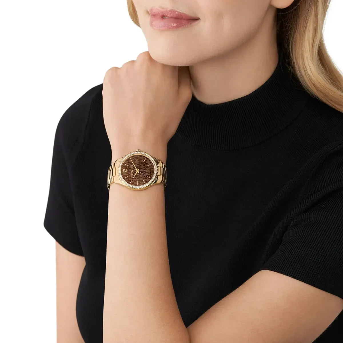 Michael Kors Oversized Lennox Pavé Gold-Tone Women's Watch - MK7296