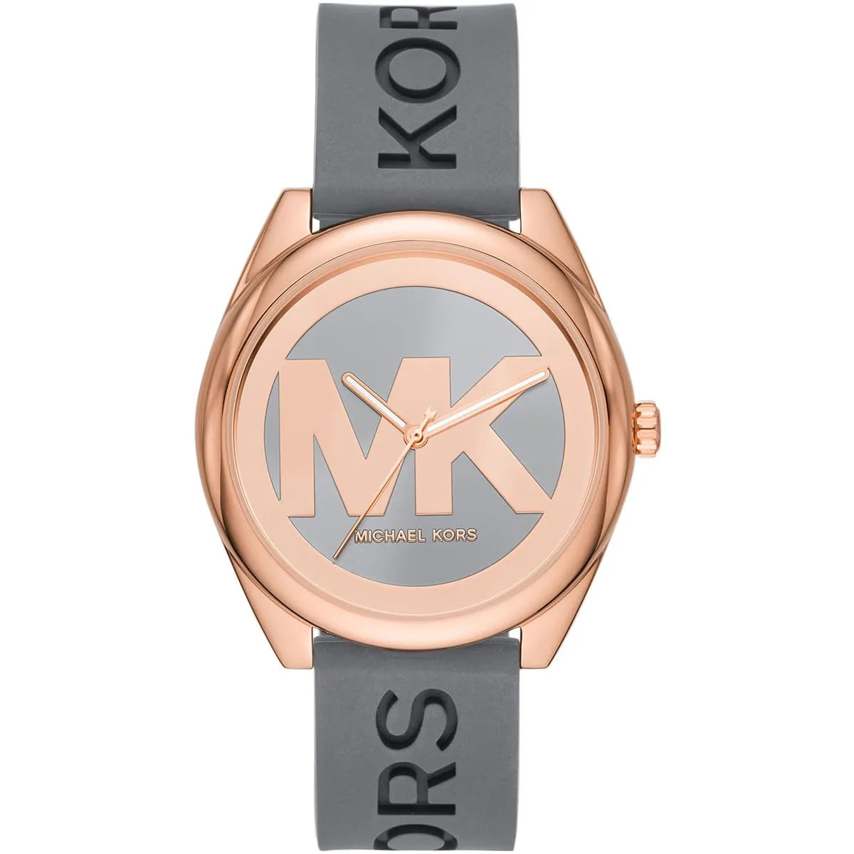 Michael Kors Janelle Three Hand Grey Dial Grey Rubber Strap Watch For Women - MK7314