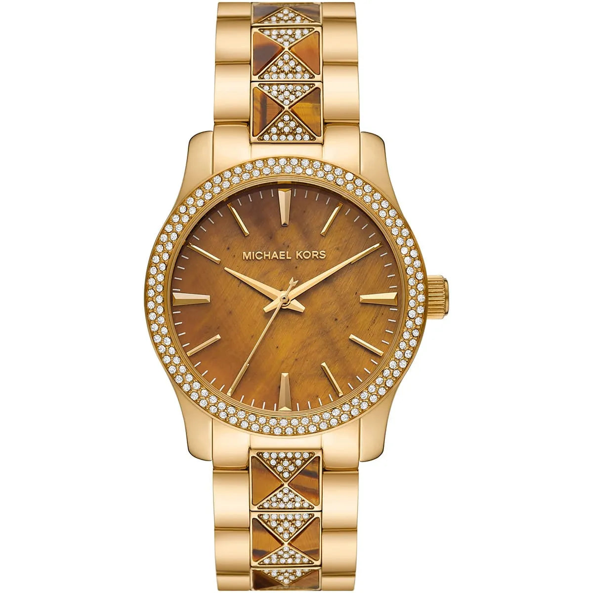 Michael Kors Everest MK7389 gold women's watch with brown dial, crystal-set bezel and gold metal strap