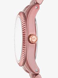 Michael Kors Petite Lexington side profile showing case thickness and rose gold crown detail