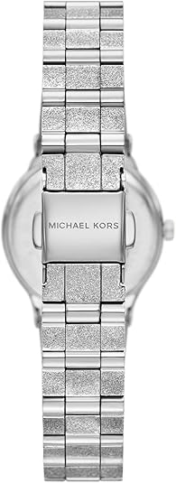 Michael Kors Billie watch case back showing stainless steel bracelet and logo