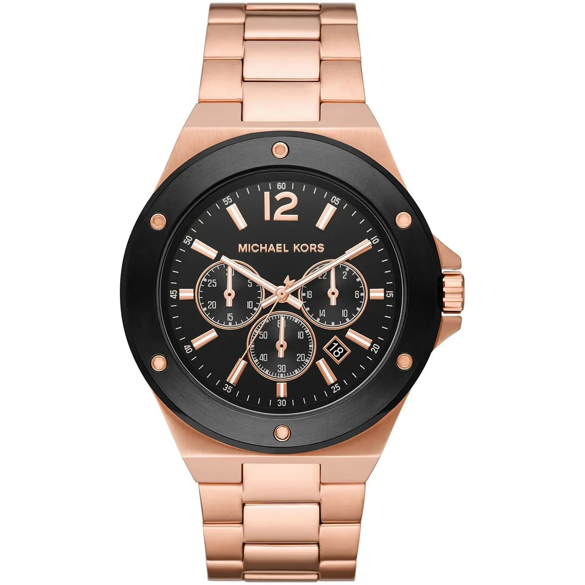 Michael Kors Lennox Chronograph Black Dial Rose-gold Men's Watch - MK8940