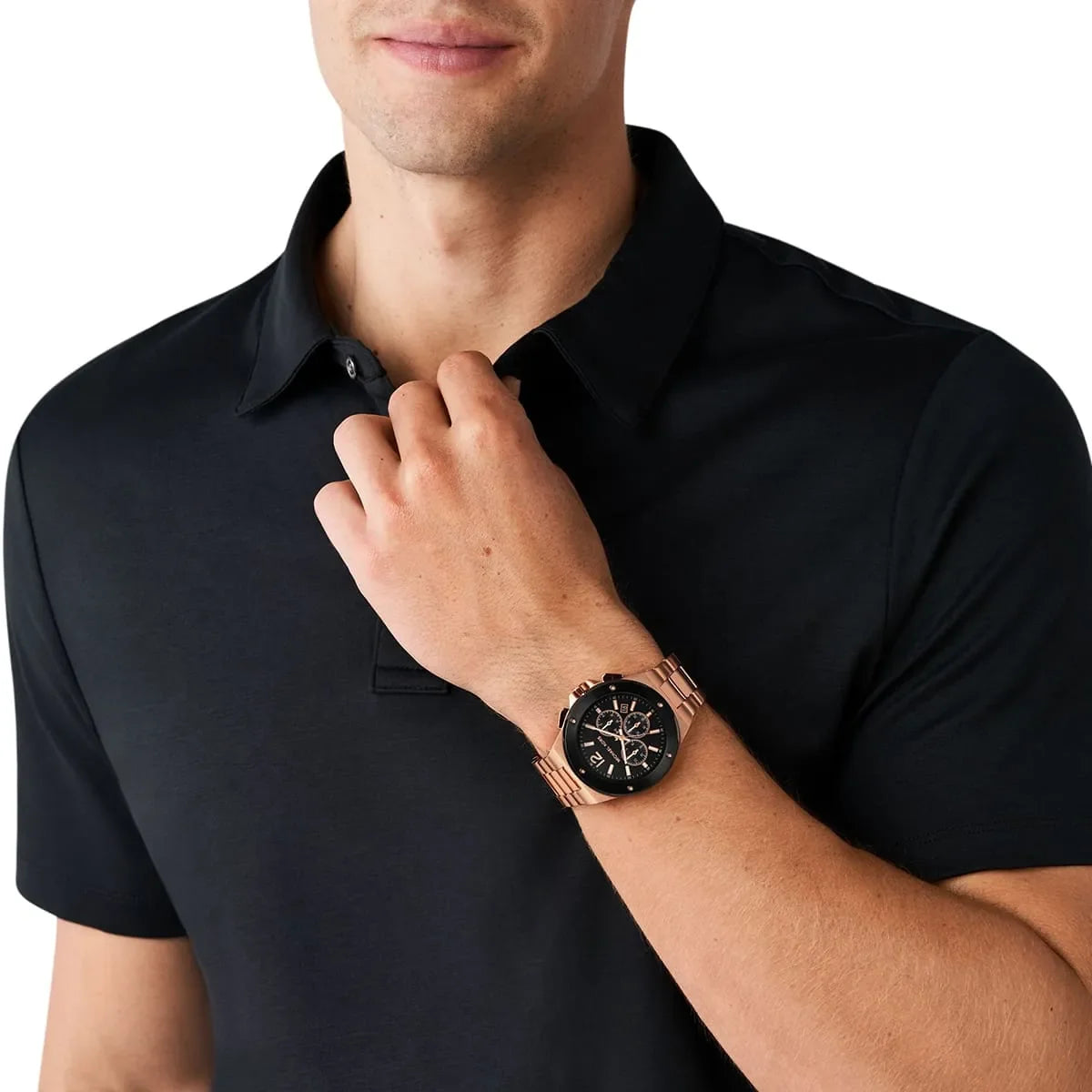Michael Kors Lennox Chronograph Black Dial Rose-gold Men's Watch - MK8940