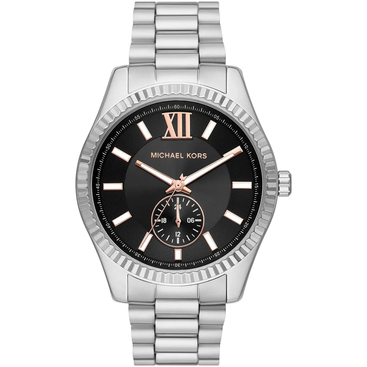 Michael Kors Lexington MK8946 black dial silver-tone stainless steel watch front view