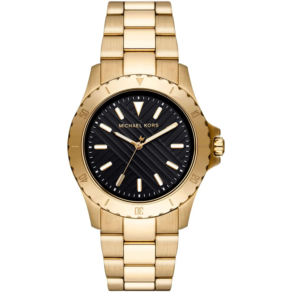 Michael Kors Everest men's watch with black dial and gold-tone stainless steel bracelet