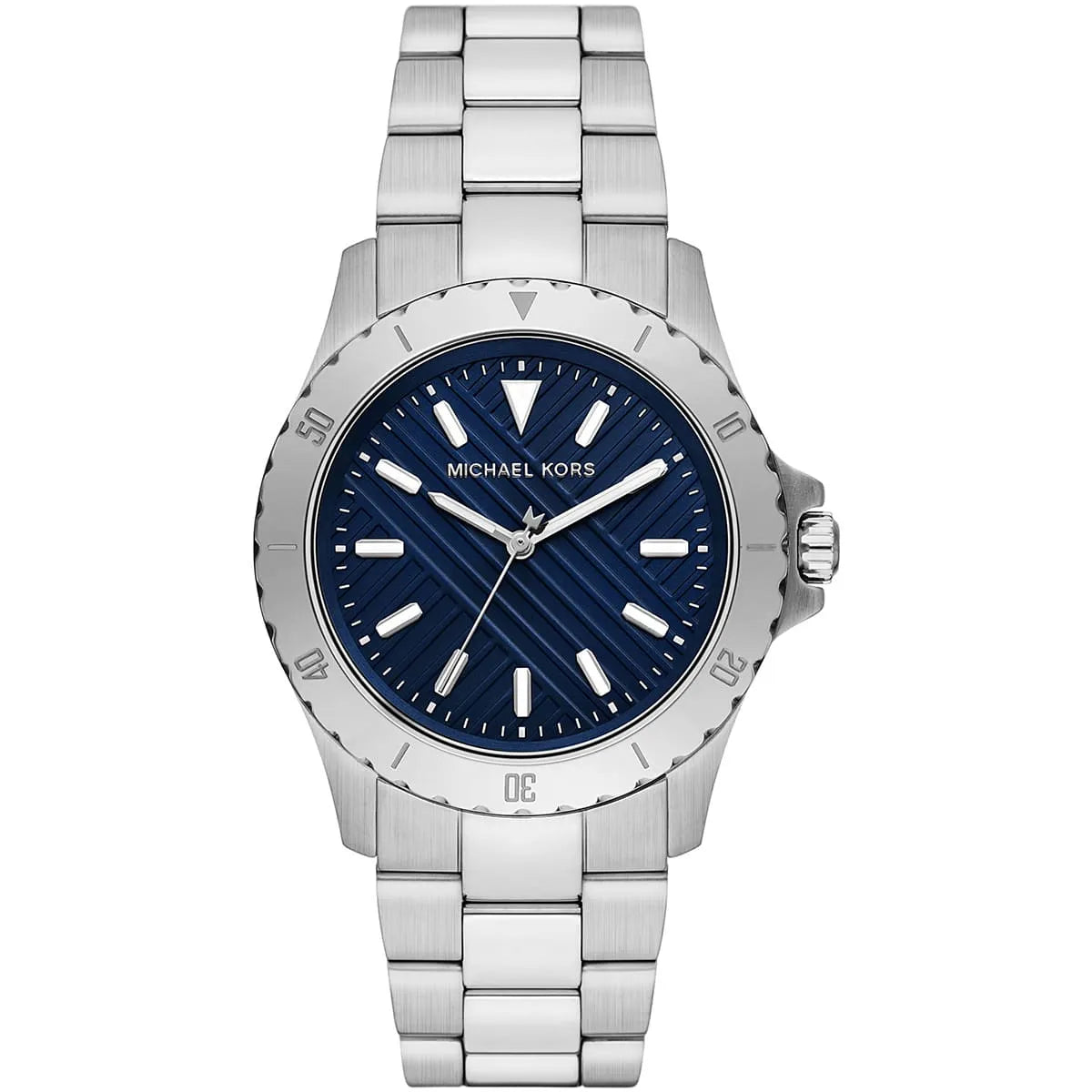 Michael Kors Everest MK9079 men's watch with blue dial and silver stainless steel bracelet