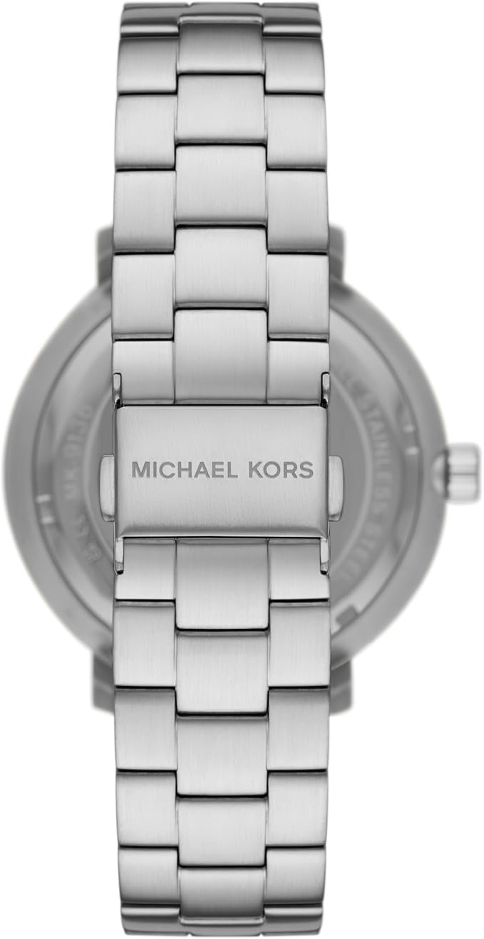 Michael Kors MK9133 watch caseback with silver steel bracelet