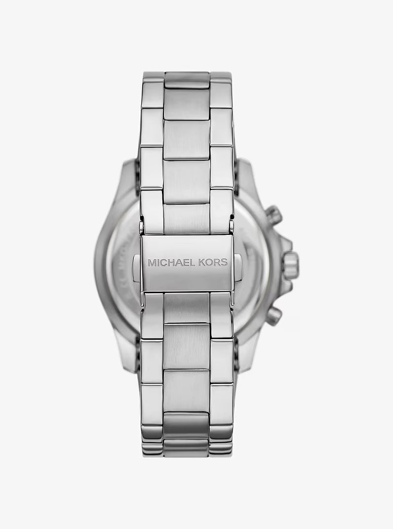 Back view of Michael Kors Everest women's watch showing stainless steel case and bracelet