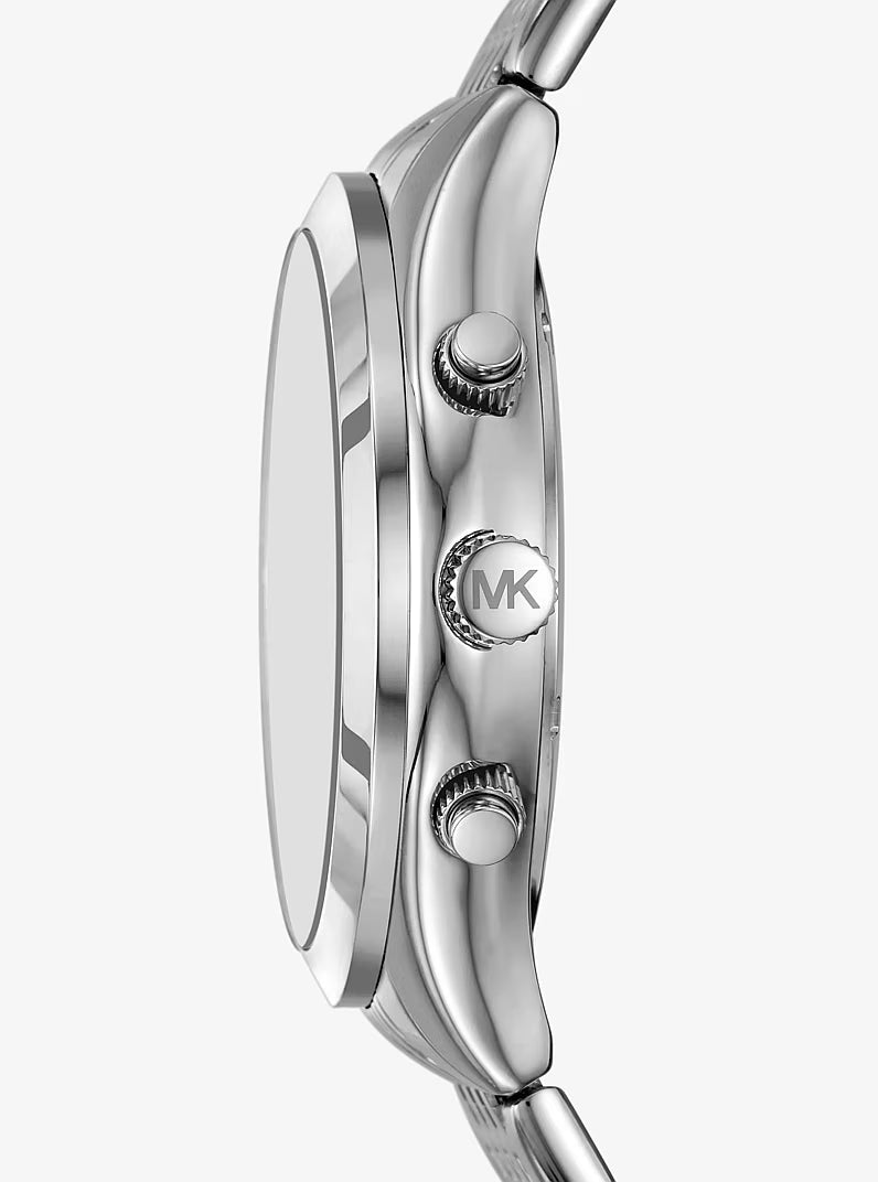 Michael Kors MKO1210 watch side view showing case profile and crown pushers