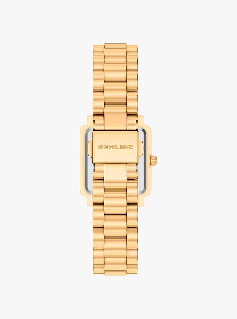 Gold-tone link bracelet with Michael Kors logo on clasp