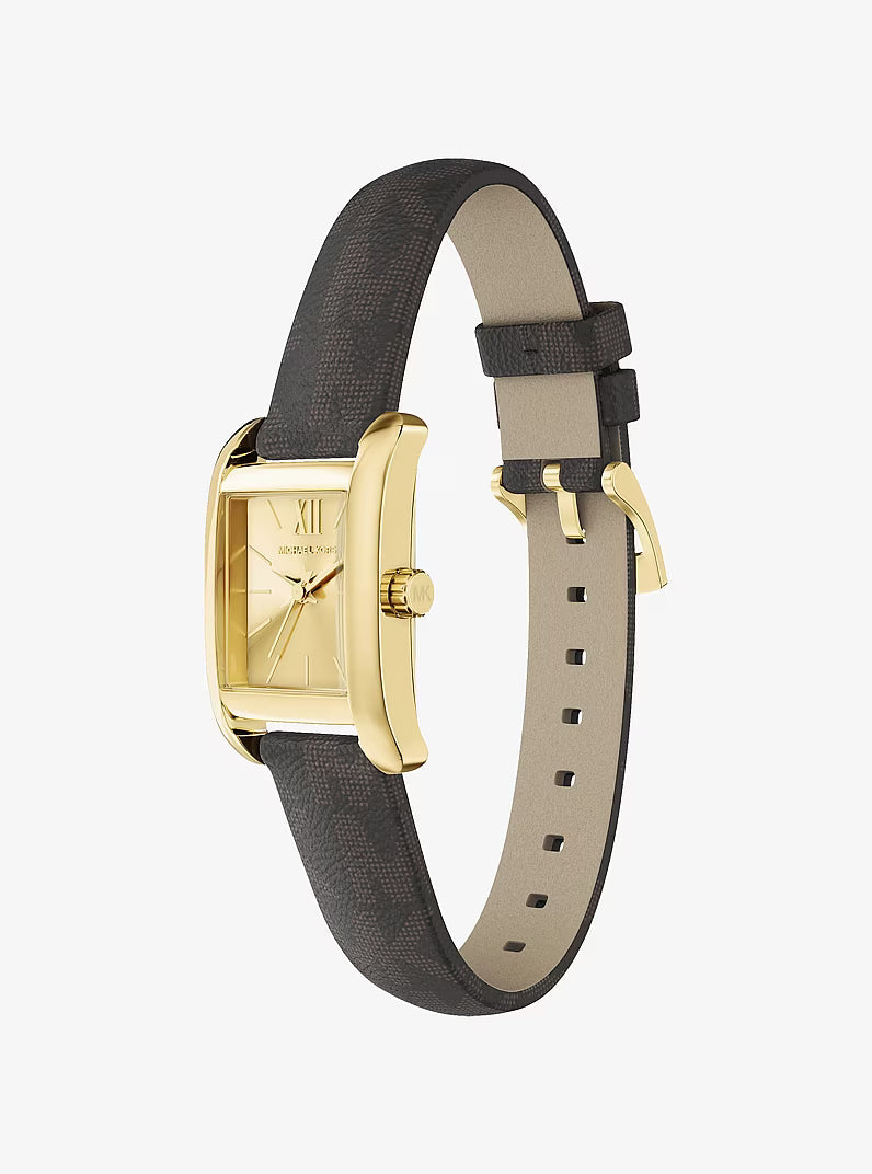 Michael Kors Mini Monroe Gold-Tone and Logo Strap Watch - MKO1265
