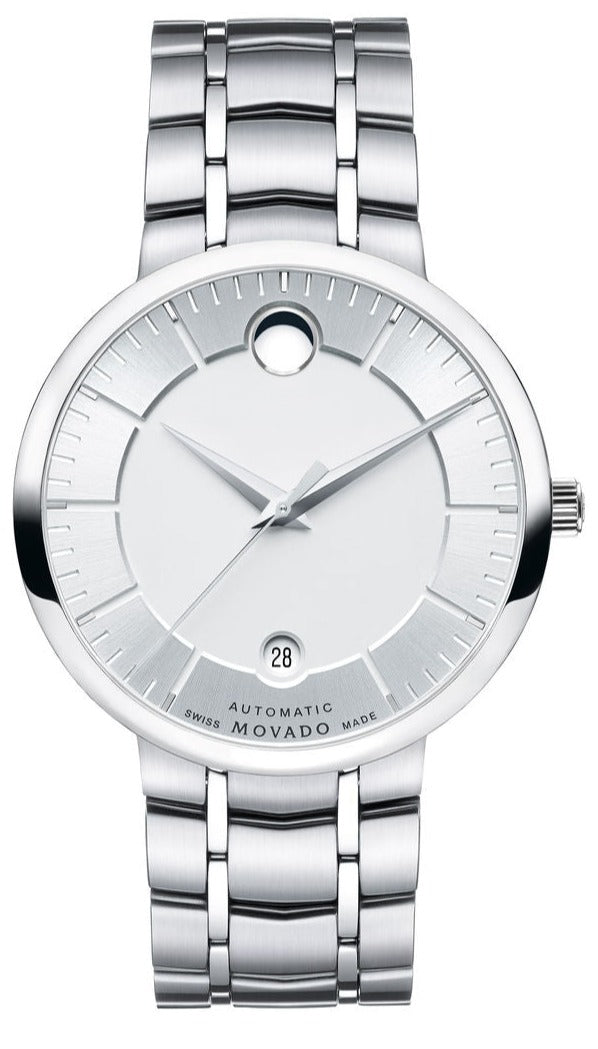 Movado 1881 Automatic silver dial stainless steel men's watch with three-link bracelet