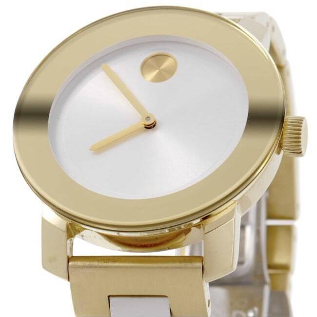 Movado Bold Silver Dial Yellow Gold PVD Ladies Watch - 3600129