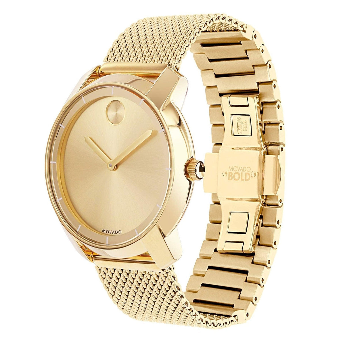 Movado Bold Gold Dial Gold Mesh Bracelet Women Watch - 3600242