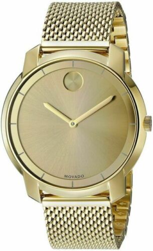 Movado Bold Gold Dial Gold Mesh Bracelet Women Watch - 3600242