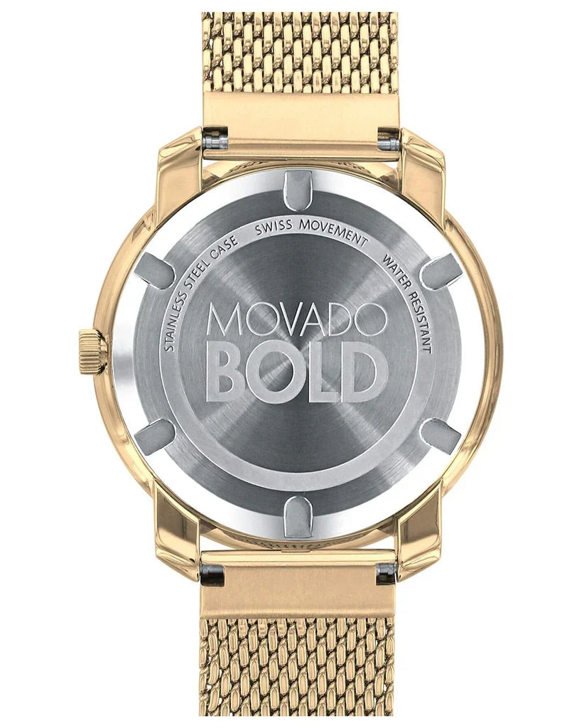 Movado Bold Gold Dial Gold Mesh Bracelet Women Watch - 3600242