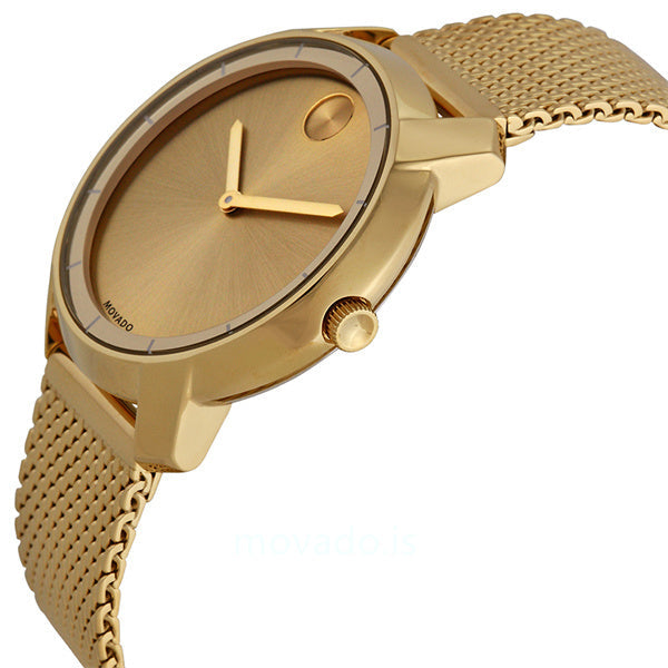 Movado Bold Gold Dial Gold Mesh Bracelet Women Watch - 3600242