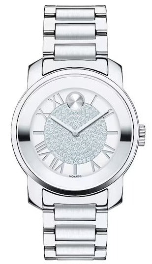 Movado Bold Crystal Pave Silver Dial Silver Steel Strap Women Watch - 3600254