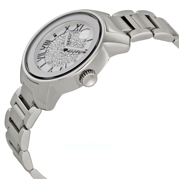 Movado Bold Crystal Pave Silver Dial Silver Steel Strap Women Watch - 3600254